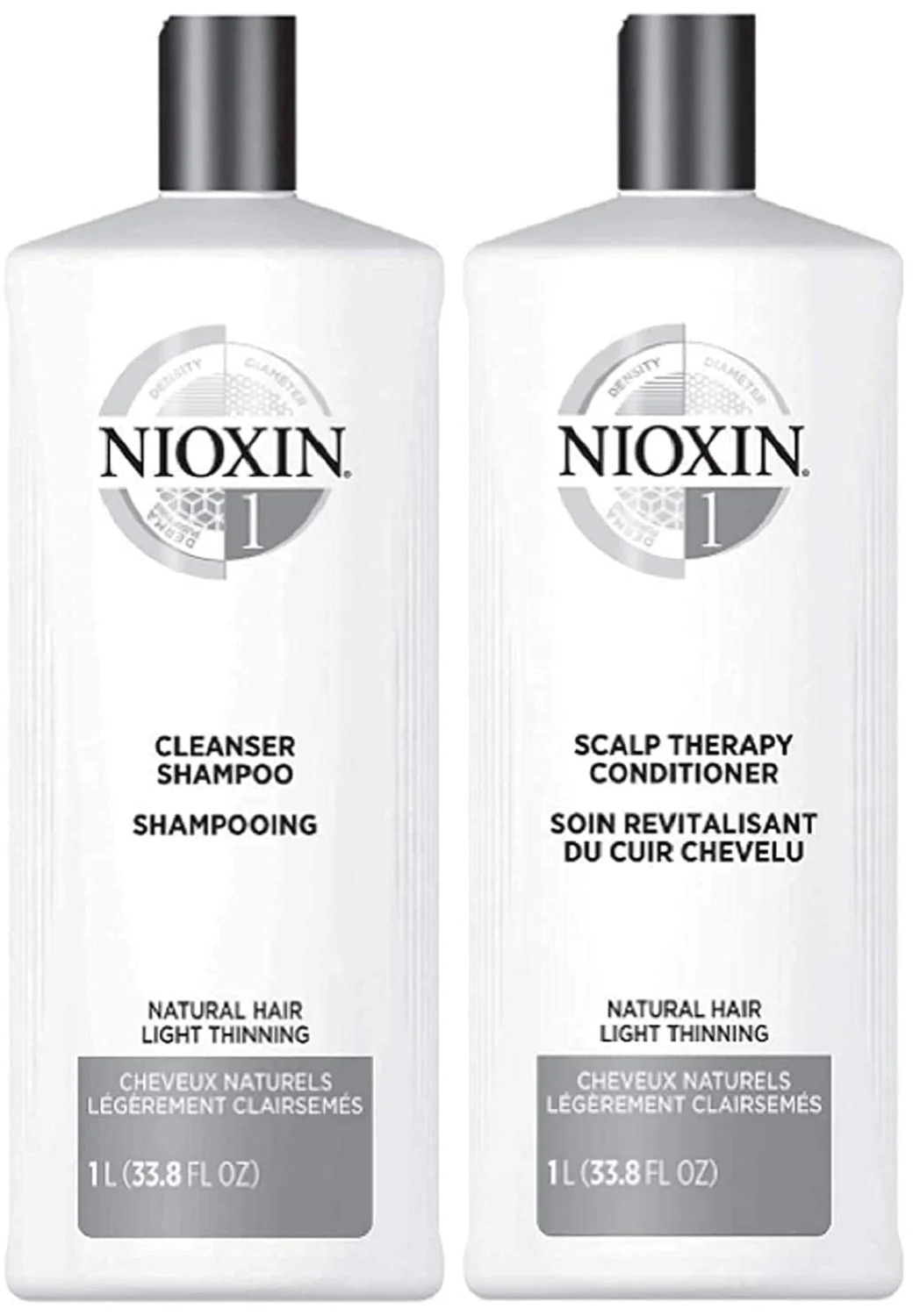 ($93 Value) Nioxin System 1 Cleanser Shampoo & Scalp Therapy Conditioner Duo, 33.8 oz each