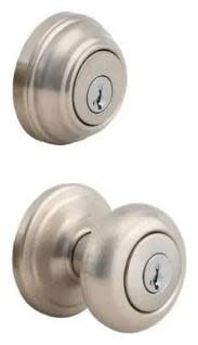 991 Juno Keyed Entry Knob and Single Cylinder Deadbolt Combo Pack featuring SmartKey® in Satin Nickel