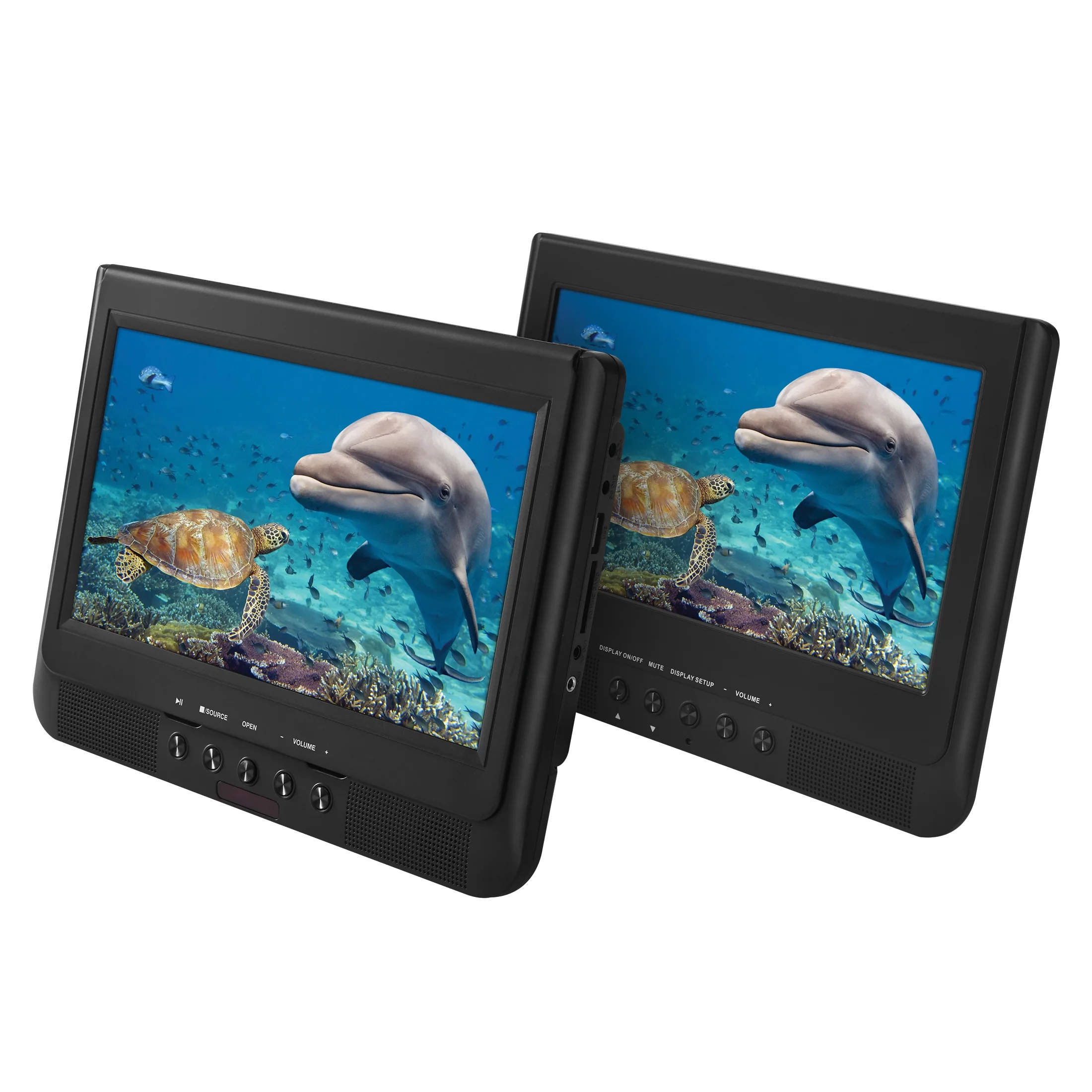 Onn 10" 1024p Dual Screen DVD Player with Digital Panel and 1024 x 600 Resolution, Black