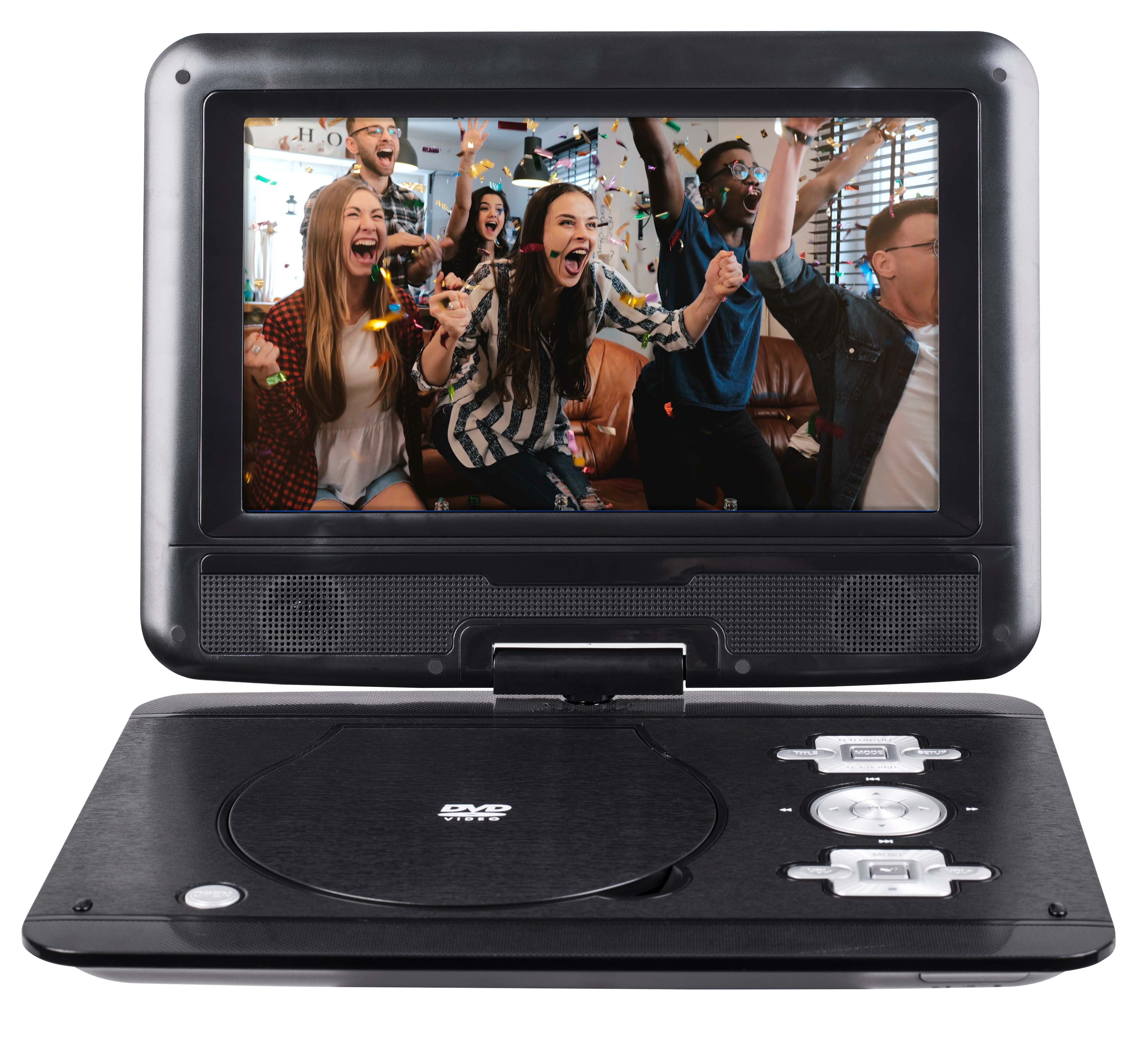 onn 10-Inch Black 480p Portable DVD Player Kit with Screen Swivel and Built-in Speakers