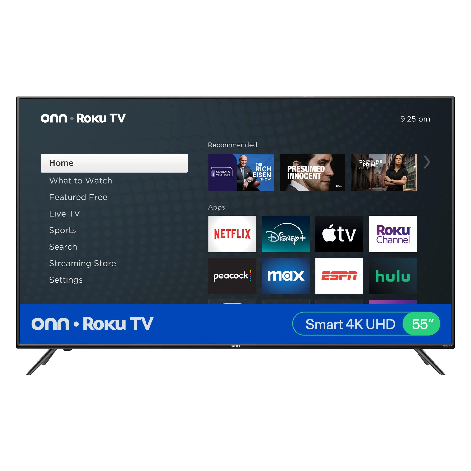 onn 55” Class 4K UHD Roku Smart Television, 100012586