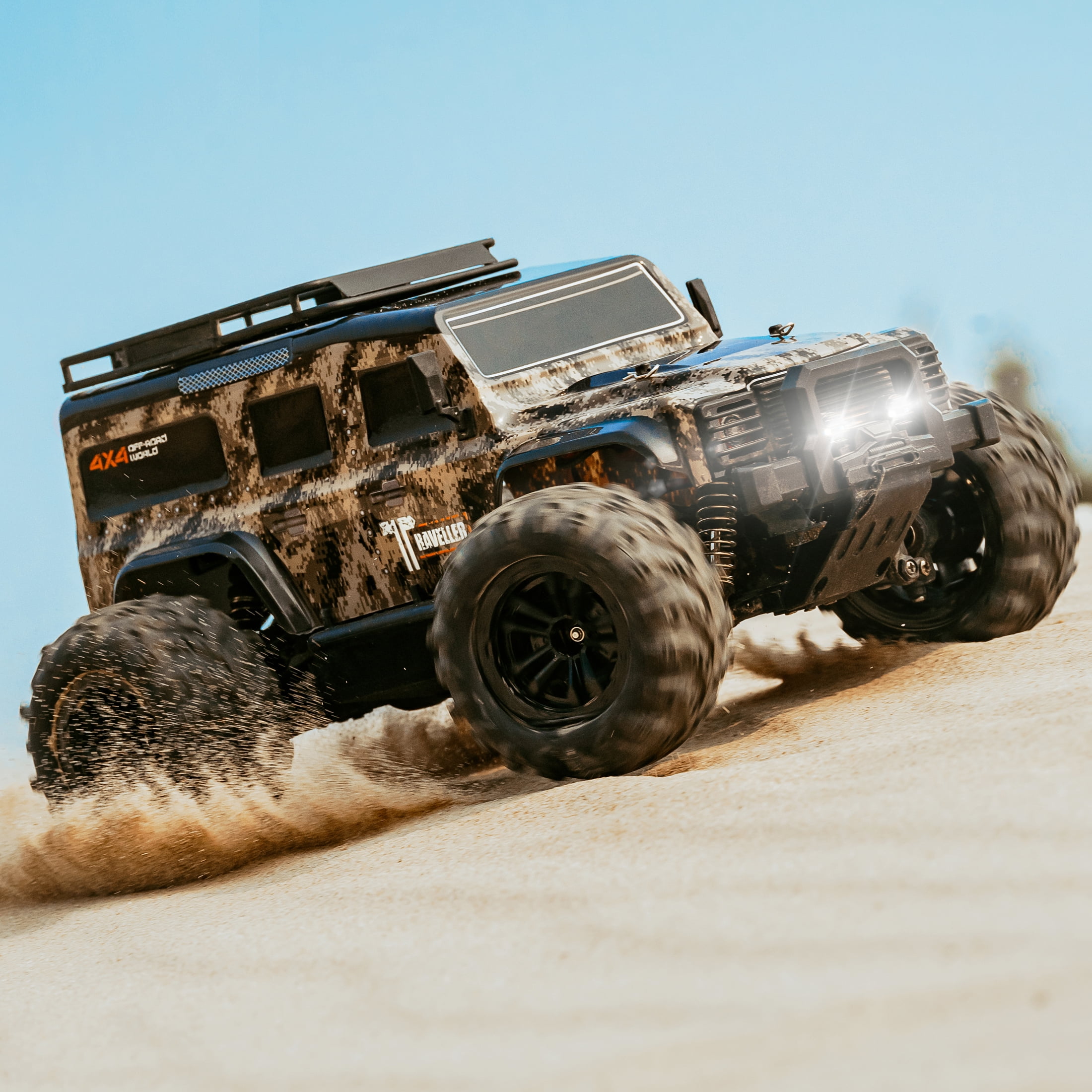 Mibescal 1:16 Scale All Terrain RC Car, 36 KPH High Speed 4WD Electric Vehicle with 2.4 GHz Remote Control, 4X4 Waterproof Off-Road Truck with Two Rechargeable Batteries