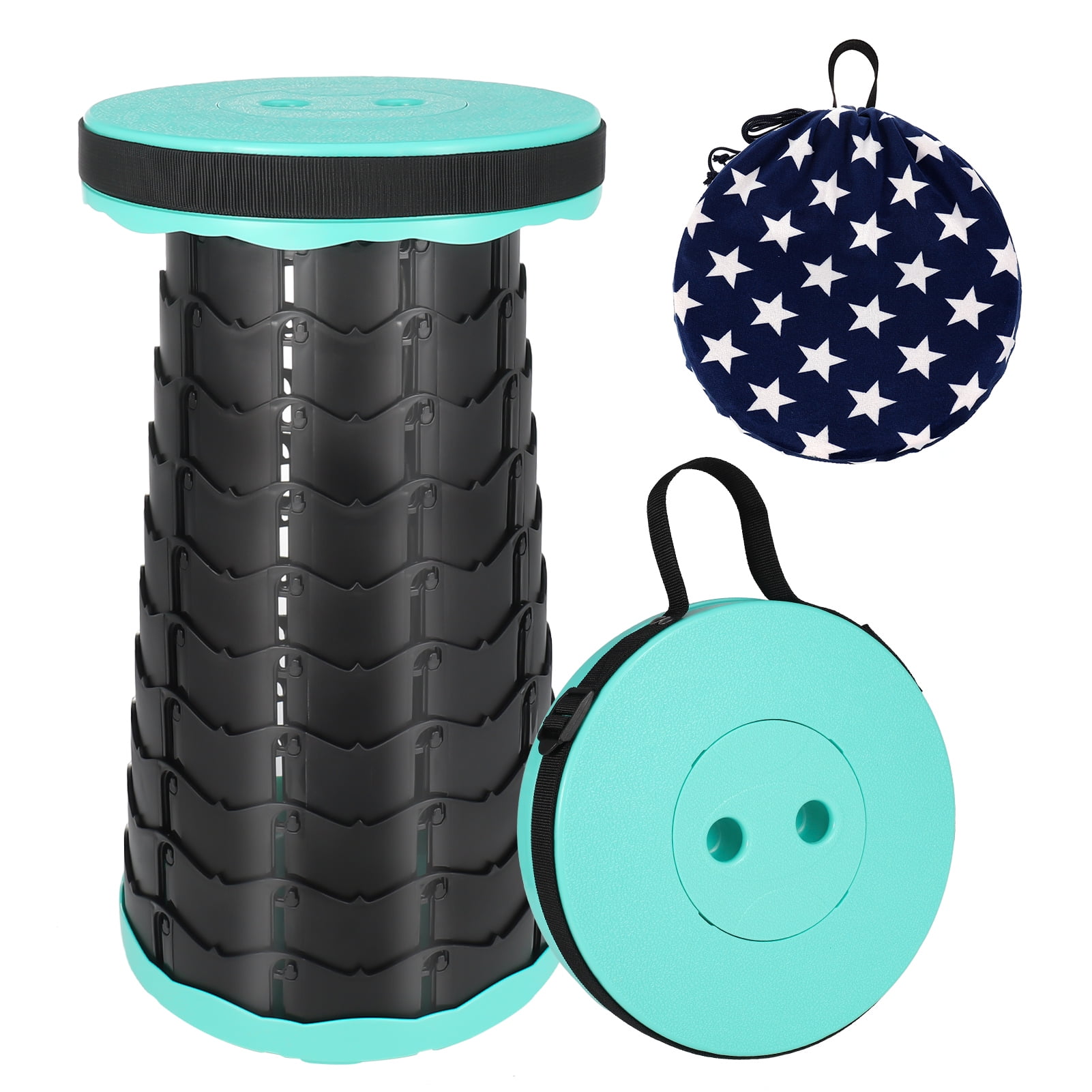 shuaien Portable Telescopic Stool, Collapsible & Retractable Folding Stool for Adults, Lightweight Telescoping Foldable Stool Load Capacity 600 lbs for Camping Fishing Hiking Outdoor Indoor(Green)